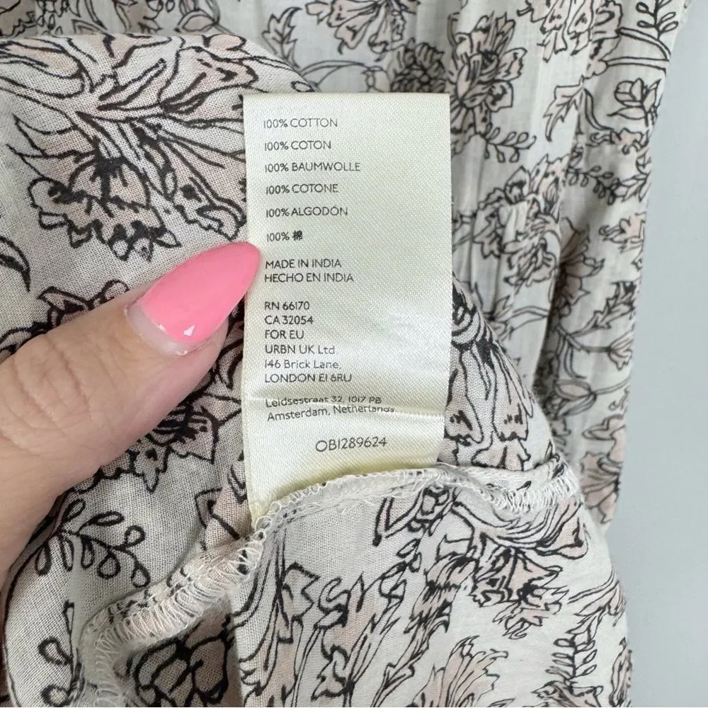 FREE PEOPLE | Bonita Floral Print MIidi Dress Black Cream Women’s Size Small
